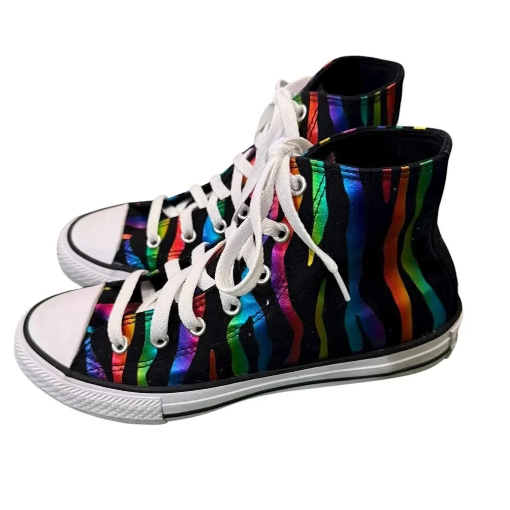 Converse All Star Black Rainbow Zebra Hi Sneakers 4